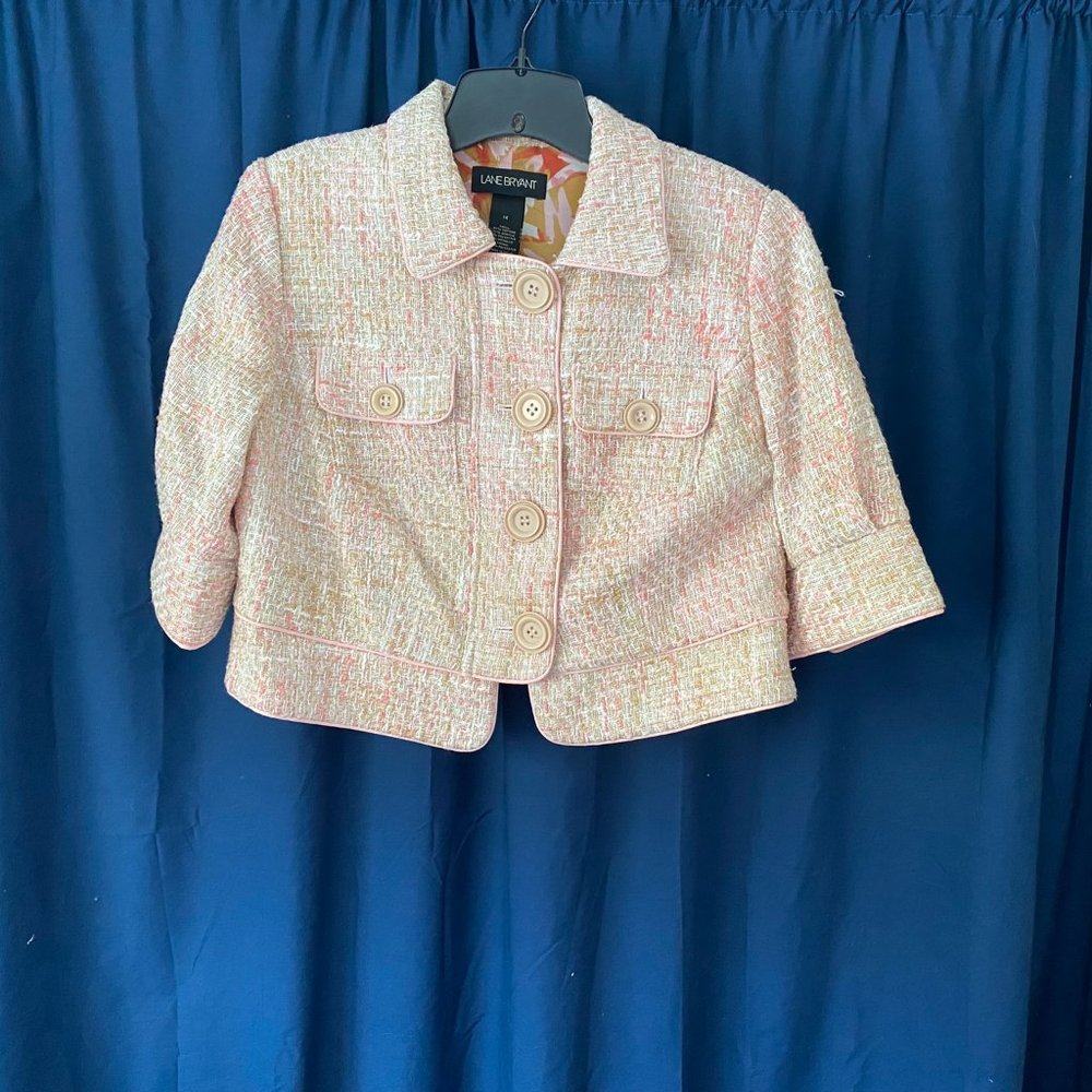 NWOT- Lane Bryant Salmon light peach tweed coat- lined
